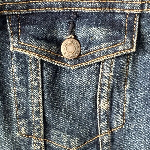 OLD NAVY Button Down Collared Dark Wash Blue Denim Jean Jacket Women's Size M - Picture 6 of 8